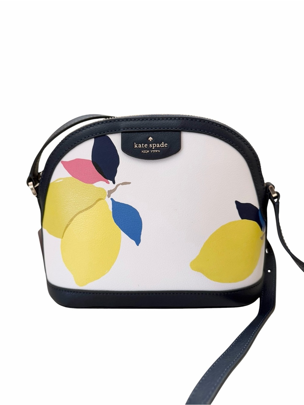 🍋 Kate Spade Sylvia Lemon Zest Dome Crossbody NWT 🍋 Navy - Picture 1 of 5
